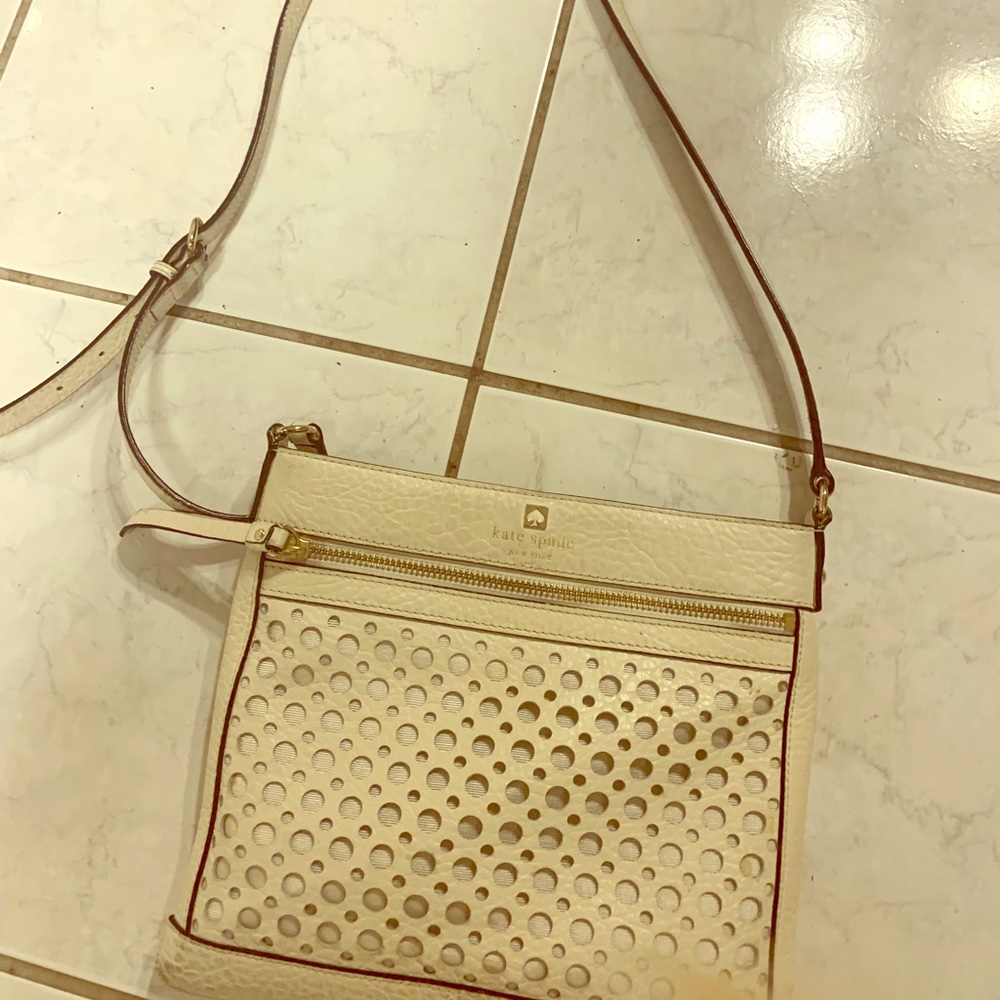 Kate Spade white cutout crossbody bag